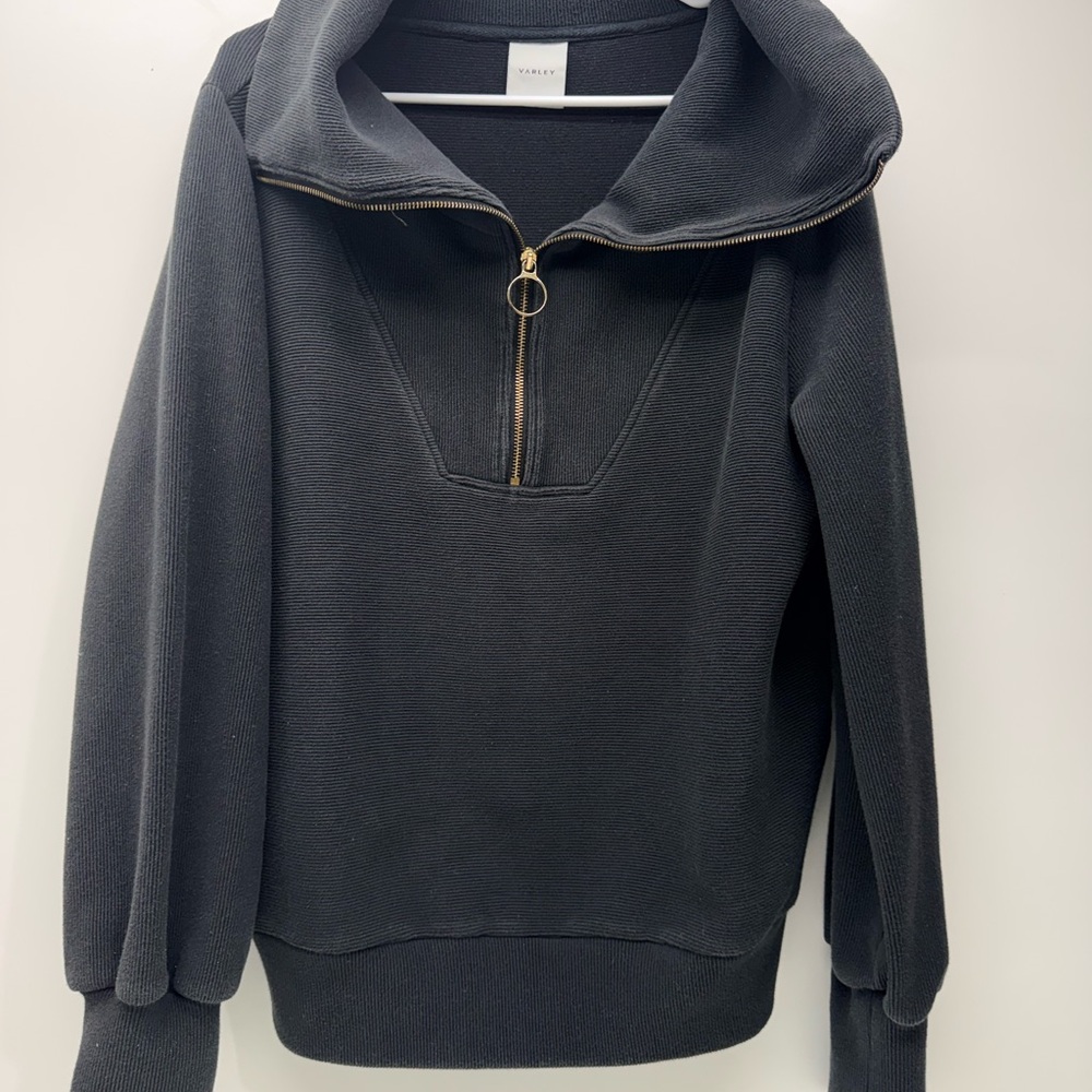 Varley Vine Gold Half Zip Black Sweatshirt Pullover Oversized sz L